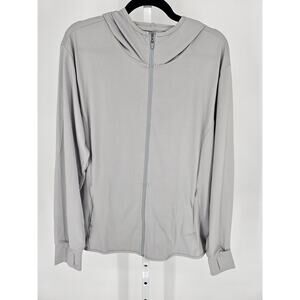 Libin Mens Sz XL Full Zip Lightweight Athletic Hoodie w/ Thumbholes Gray